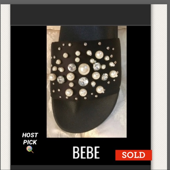 bebe Shoes - BEBE Fenix Pearl Rhinestone Slide